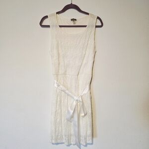 Haani White Lace Mini Dress with Satin Bow